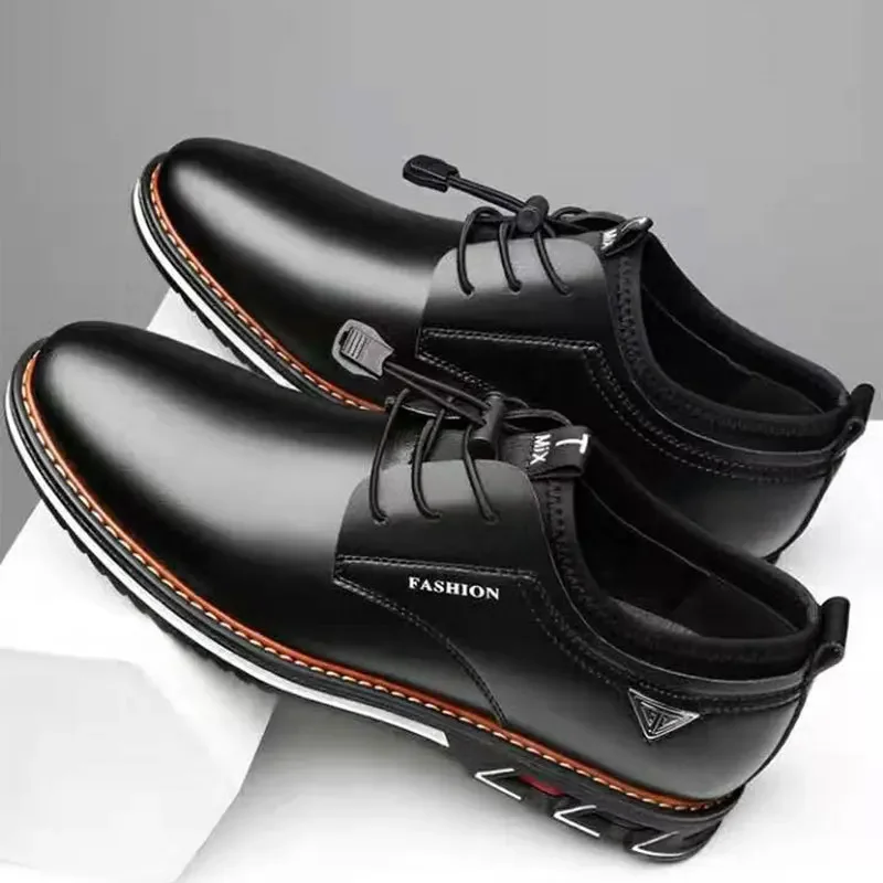 Zapatos de vestir para hombre, zapatos de cuero de vaca, cómodos zapatos informales británicos de suela baja, zapatos de plataforma, zapatos formales para hombre 2024