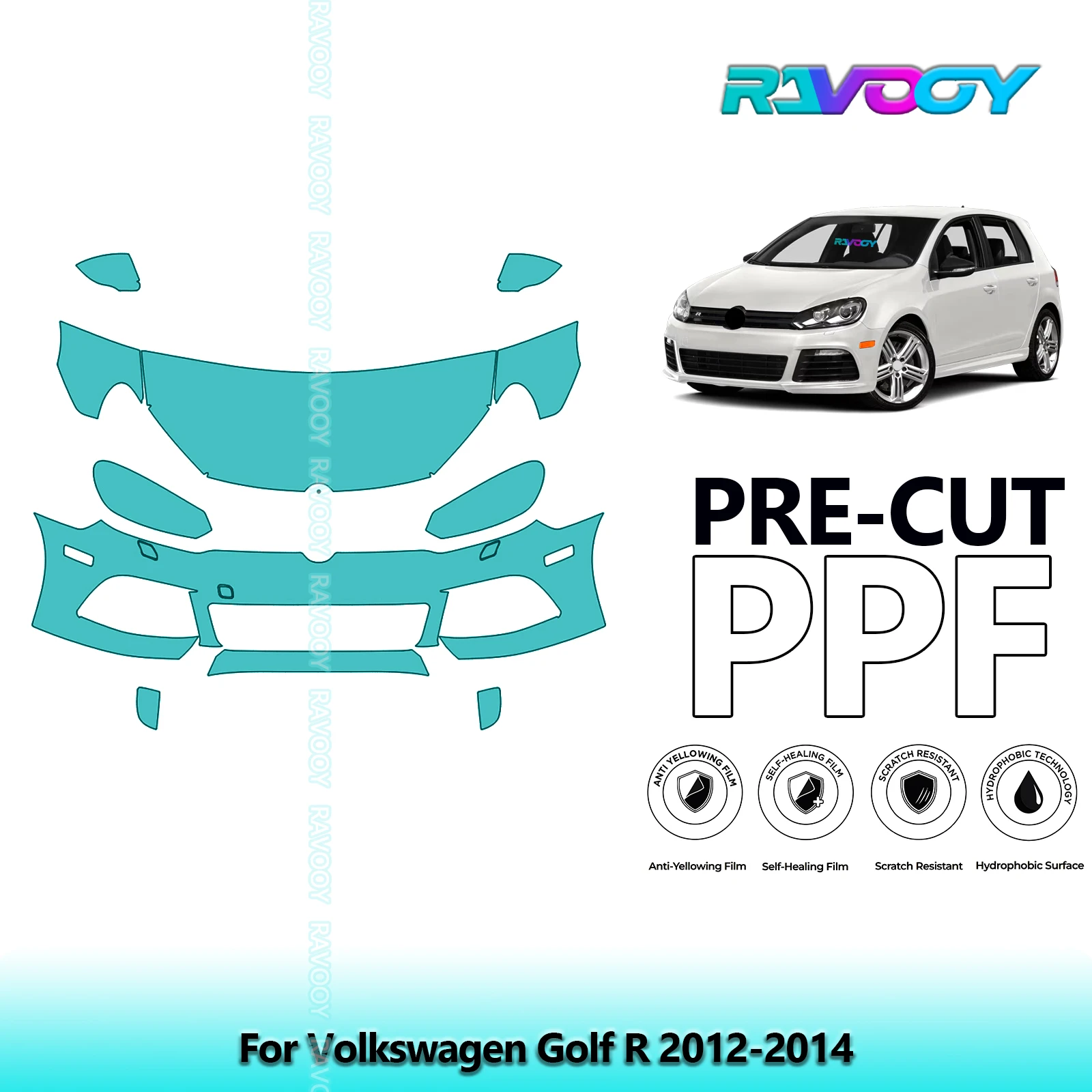 

Car Front Kit Clear Bra Precut PPF Paint Protection Film For Volkswagen Golf R 2012-2014