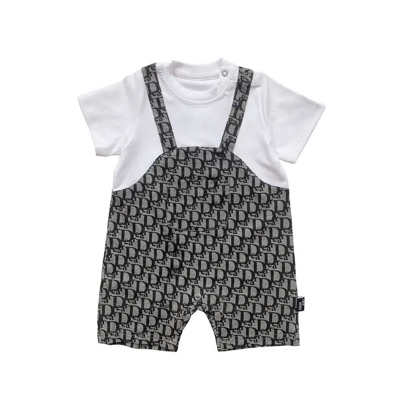 Baby Summer Clothing Short Sleeve Fake Two-piece Strap Onesie Boys Romper Girls Newborn Baby One Piece Jumpsuits