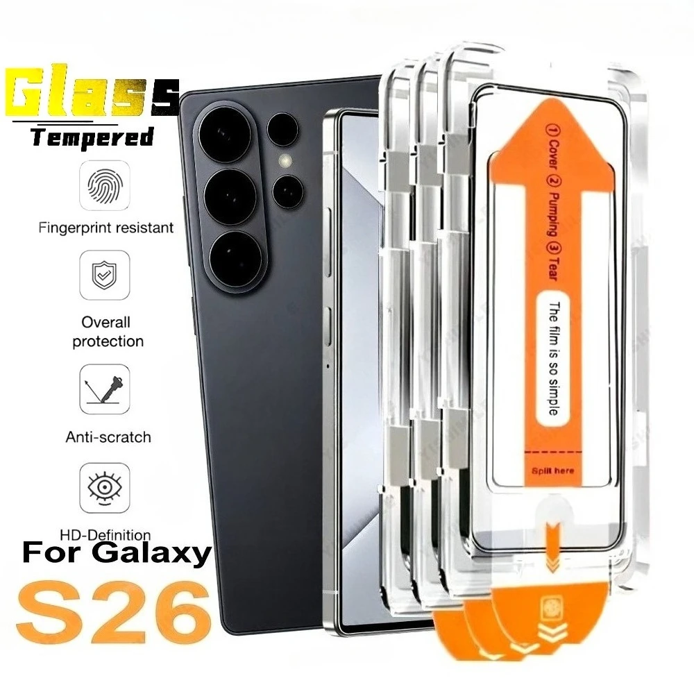 

3Pcs High Clear Screen Protector for Samsung Galaxy S26 S25 S24 Ultra S23 S22 S21 Plus S26 S25 Edge One Click Installation Glass