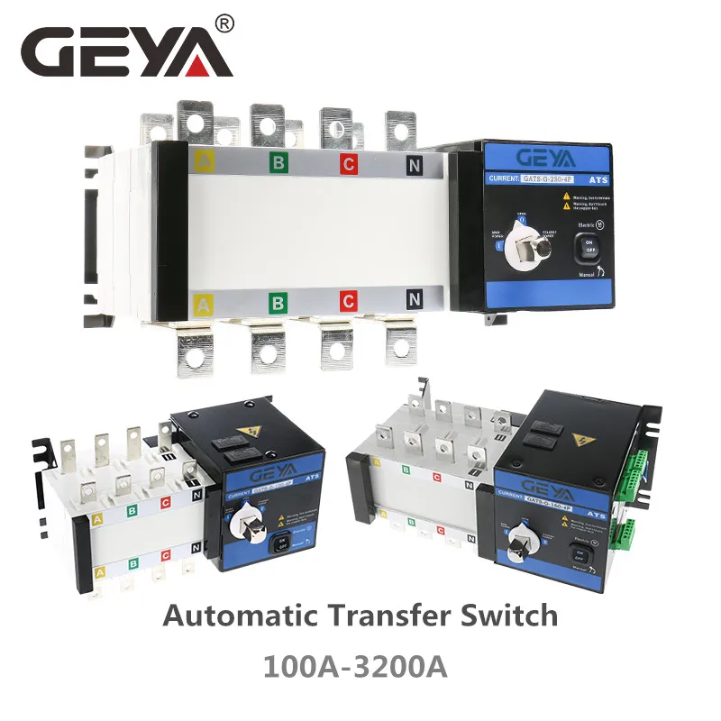 GEYA ATS PC Class  Automatic Transfer Switch  Generator Changeover Switch 3P 4P 160A AC400V Auto or Manual ATS 440V