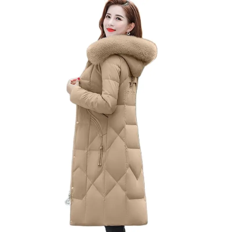 FashionHigh-end Women's Down  2022 New Winter Temperament Long Knee-length Korean Version Slim Loose Women's Warm 