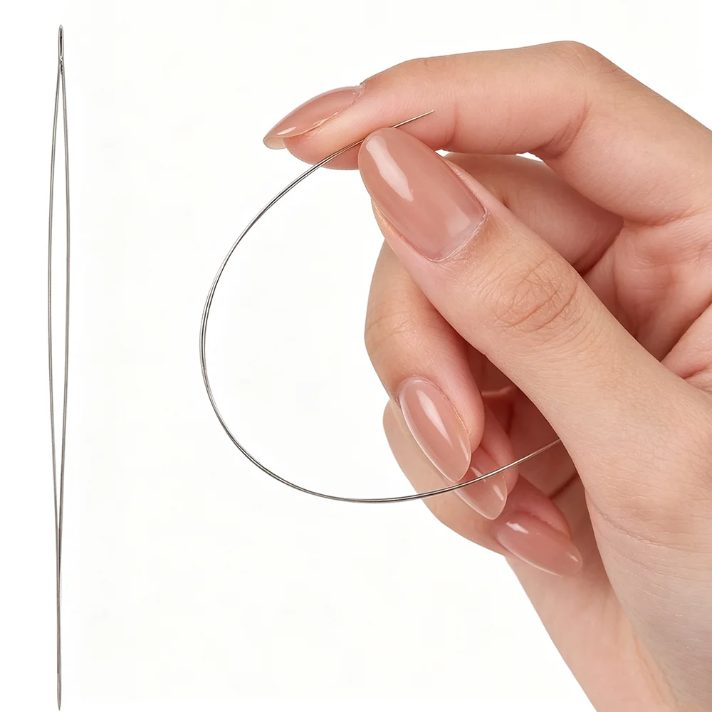 20Pcs Beading Needles, Assorted Size Big Eye Beads Needles Seed Beads Needles with Needle Bottle for Jewelry Making