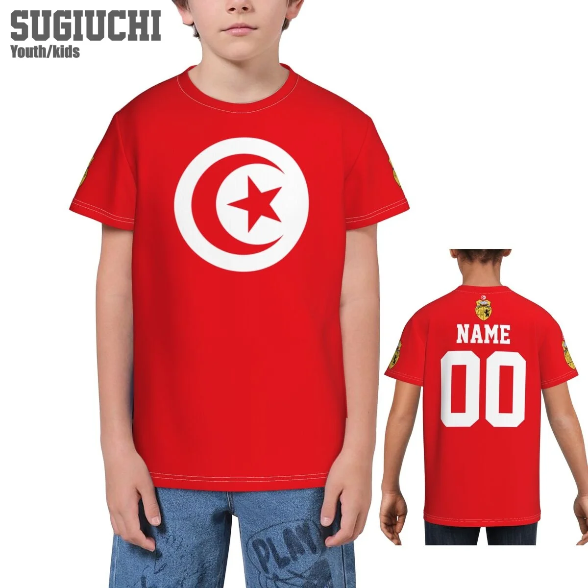 Custom Name Number Tunisia Flag Emblem 3D T-shirts For Kids Youth Boy/Girl Tees jersey Soccer Football Fans Gift T shirt