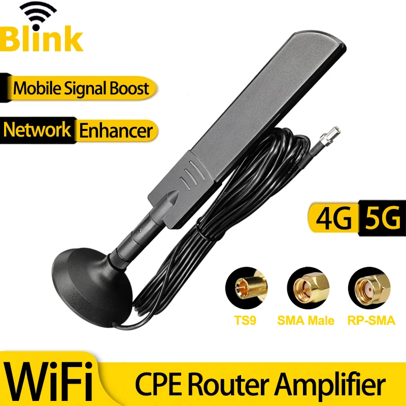 5G WiFi Dual Band Antenna Omni Signal Booster 4G Full-band Antenna Amplifier TS9 Magnetic Base for Wireless Router Network Card