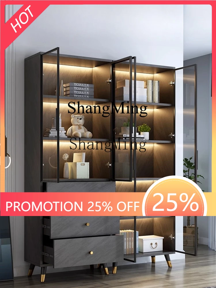 FG good-looking  light luxury solid wood bookcase simple modern locker study floor bookshelf