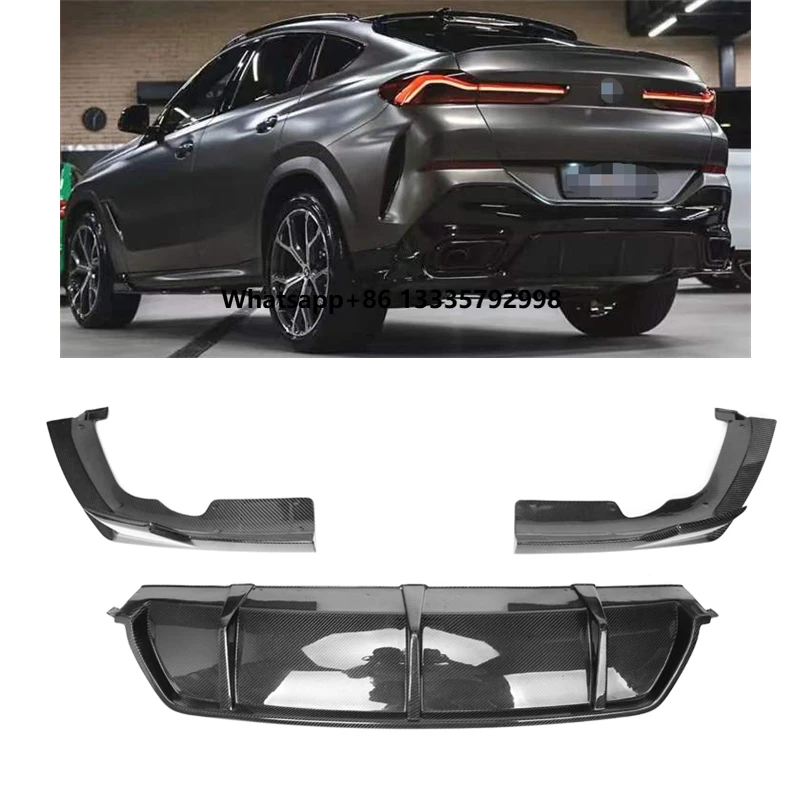 

For'BMW G06 X6 2019 2020 2021 2022 Rear Carbon Bumper Diffuser Chin Spoiler Front Splitter 2019+ X6 G06 Carbon Fiber Car Bumpers
