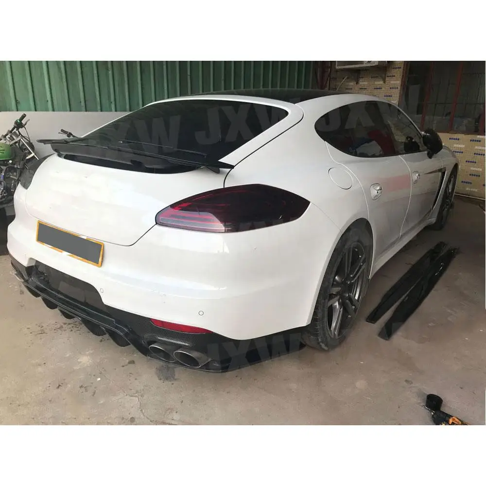 JXWANCF Carbon Fiber Rear Bumper Diffuser Lip For Porsche Panamera 970 GTS Turbo S Hatchback Facelift 2014 - 2016 Rear Diffuser