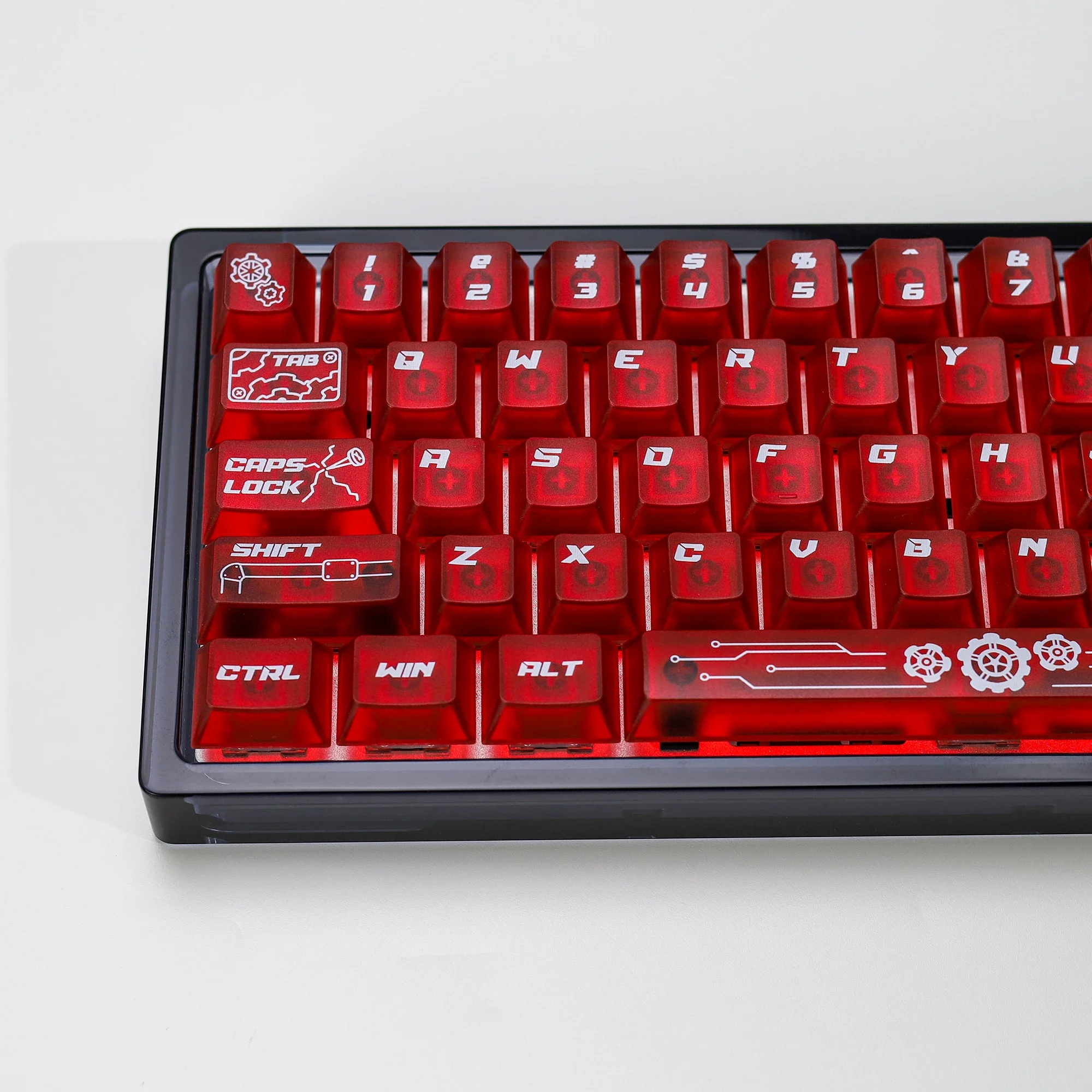 

KBDiy 140 клавиш/набор Cherry Profile PBT Gear-красные колпачки для механических клавиатур, колпачки для клавиш на заказ, матовые полупрозрачные для переключателя MX
