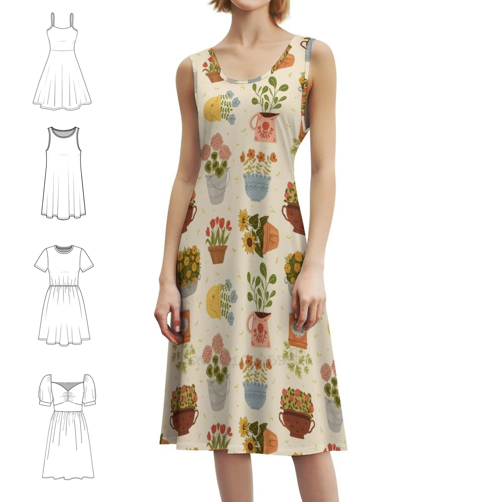 

Some Flower Pots Korean Style Dress For Women Elegant Casual Dress For Party Or Daily Wear Flowers Flower Pots Sunflowers