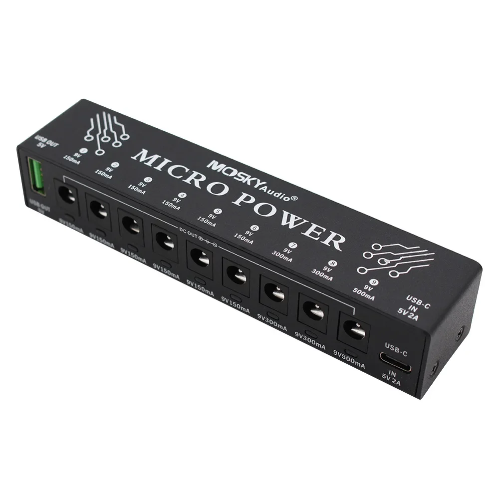Mosky micro power 9 DC Outputs +1 USB Output Effect Pedal Power
