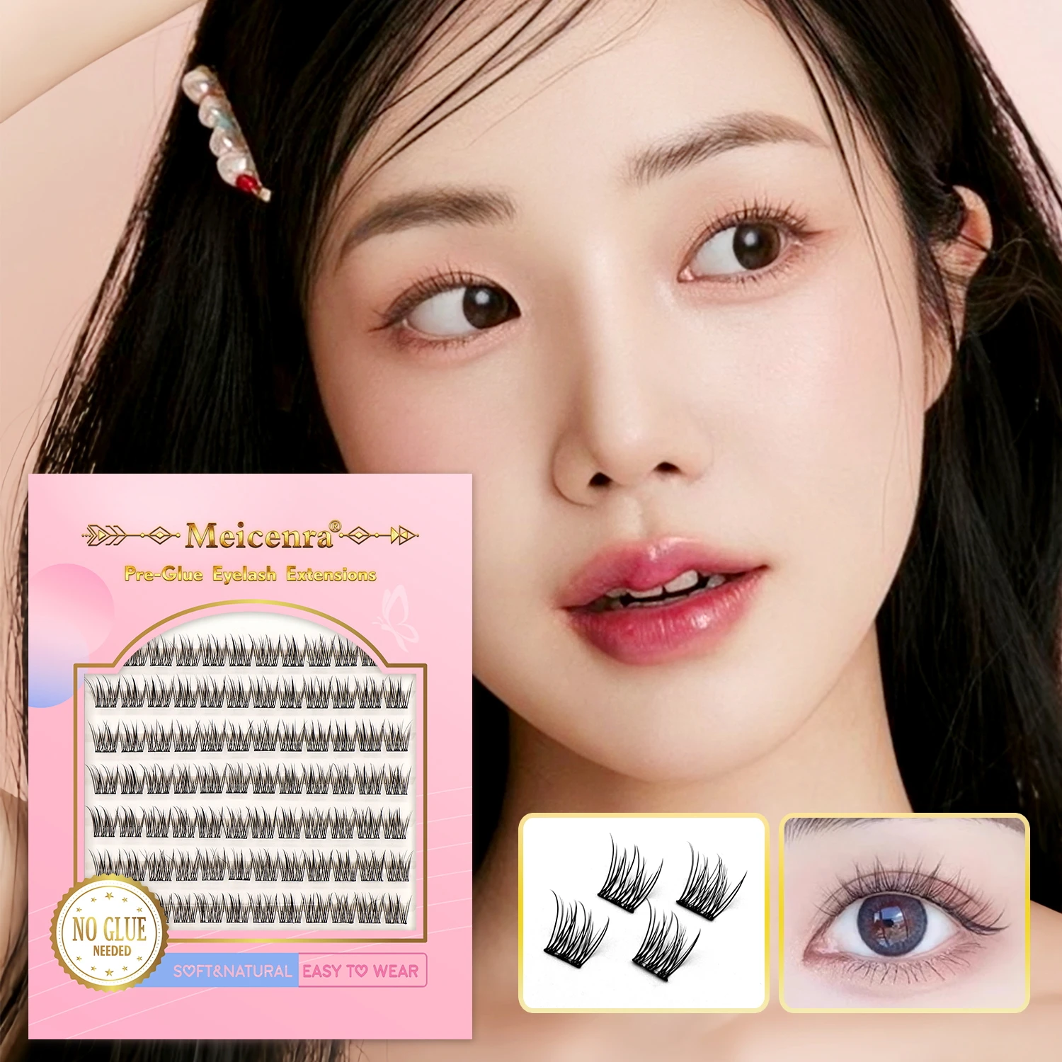 เครื่องมือแต่งหน้าแบบคลัสเตอร์ขนตาแบบมีกาวในตัว