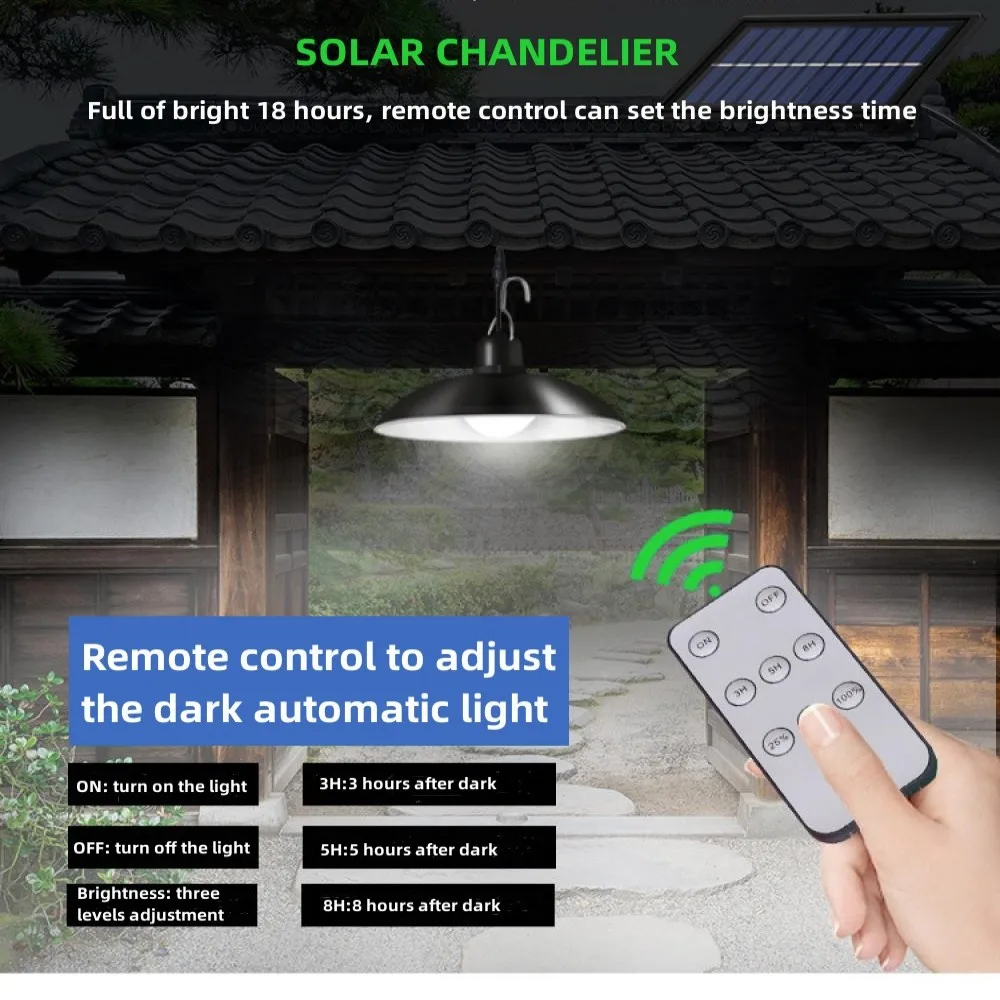 Imagem -05 - Luzes Pingente Led Solar Sensor de Movimento ao ar Livre Movido a Energia Solar Lâmpada Controle Remoto Lustre Acampamento Jardim Rua Luzes Penduradas