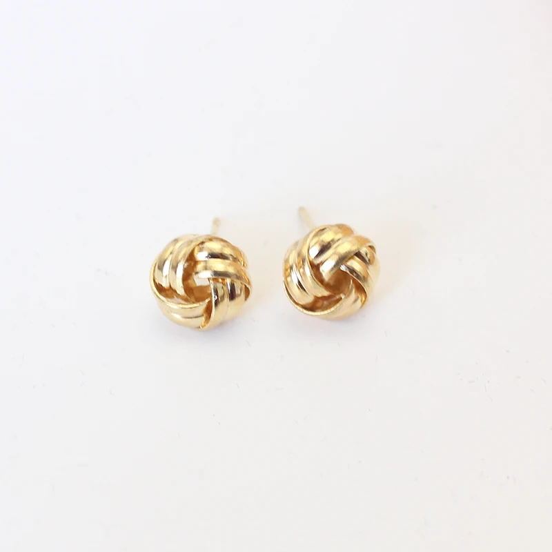 Punk Hiphop Mini Twist Knit Knot Ball Stud Earring for Women Small Gold Color Female Twine Ear Jewelry Christmas Gift Brincos