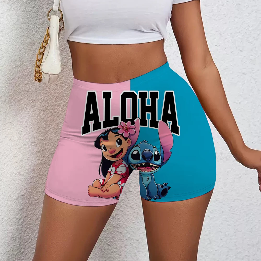 カスタム女性リロとスティッチパターンかわいいワークアウトヨガショーツジムアスレチックランニングバレーボールショーツ