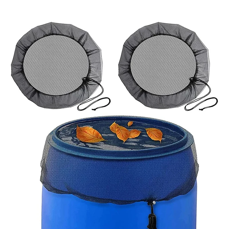 ABUP-Mesh Cover For Rain Barrels, Rain Barrel Netting Screen With Drawstring For Protecting Fallen Leaf Debris