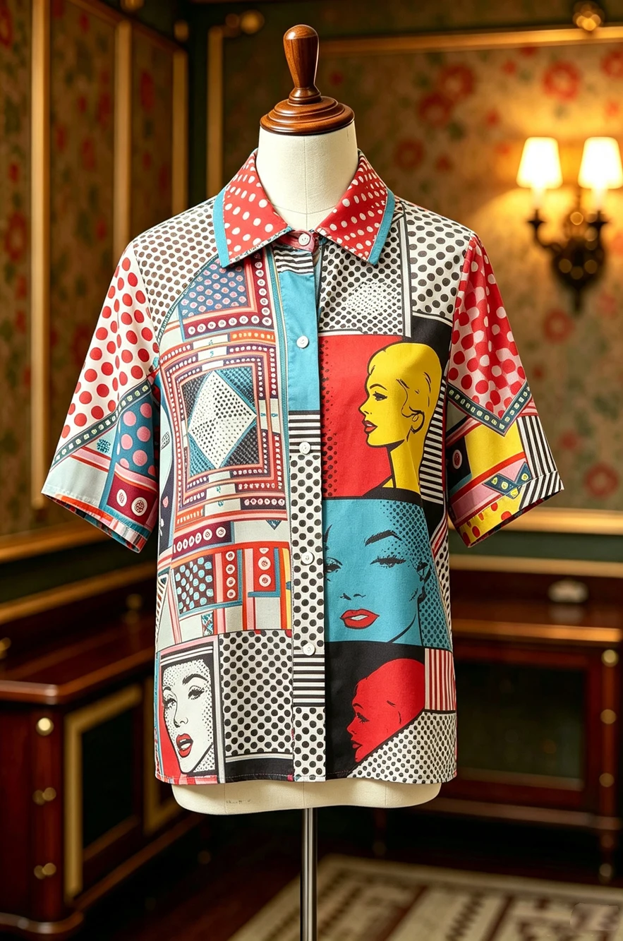 2026Summer Men's Lightweight Soft Short Sleeve Shirt Irregular Geometric Print Shirt Hawaiian Vacation Outdoor Party Top for Men