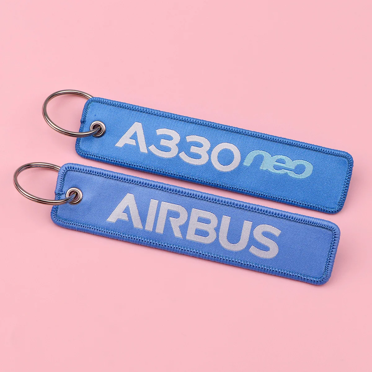 Airline Embroidery Key Fob Air Bus Key Tag For Cars Backpack Keychain Blue and Red Fashion Keyring Accessories Gifts for Friends
