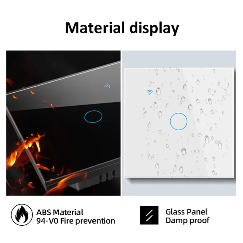 -Border Estándar europeoZigbeeSmart Switch Panel de vidrio templadoAPPVoice oculto86Interruptor de control dual