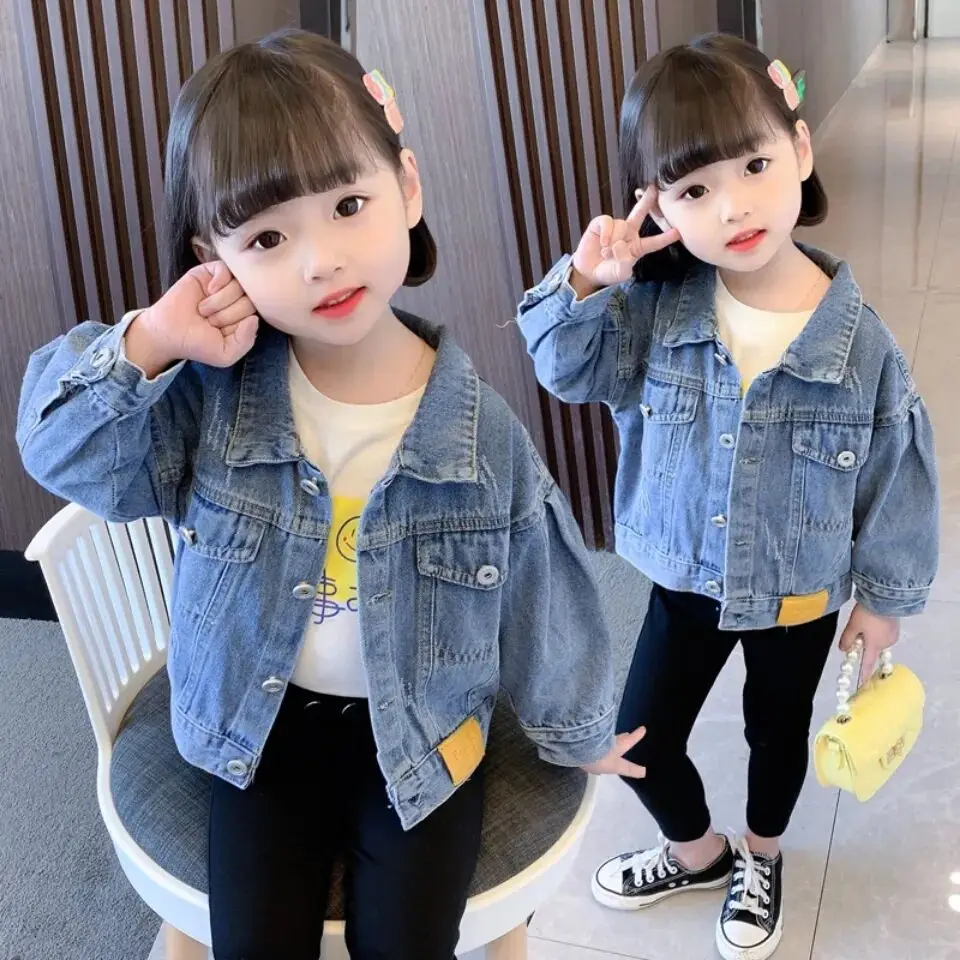 Children\'s Coat Toddler Kids Girls Denim Jean Fall Jacket Button Coat Outwear Tops Outwear 1-6Y Support wholesale