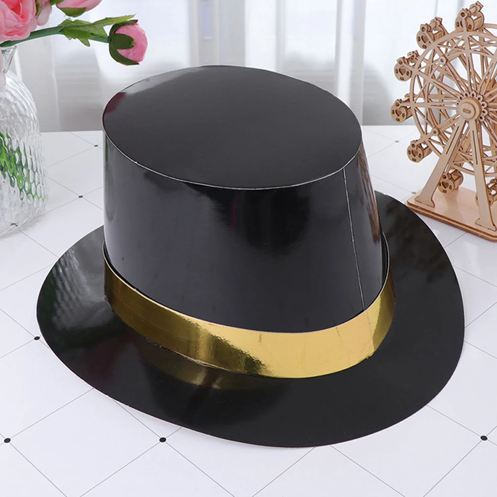 

4 Pcs Party Hat Black Gold Hats Festive New Year Accessories Magician