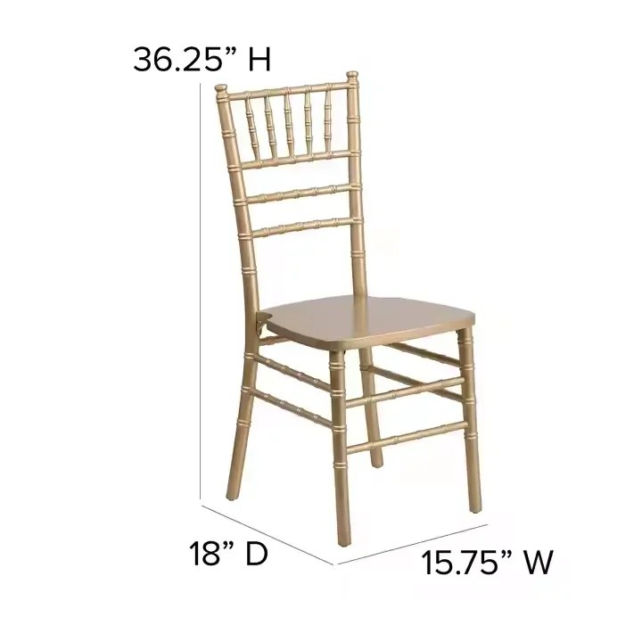 Hotel Stackable Monobloc Party Wedding Banquet Chiavari Gold Resin Chavari Chair For Events