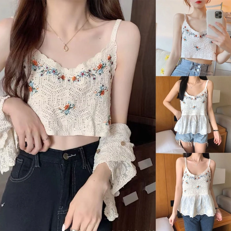 

Beautiful Boho Camisole Crochet Openwork Knit for Tank Tops Beachwear Women Girl P8DB