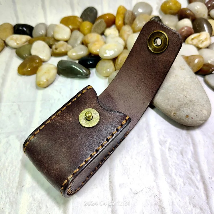 Blongk Leather Folding Glasses Box Belt Pack Cowhide Hand-made Foldable Glasses Case Small Waist Bag Men Women PD-ZD