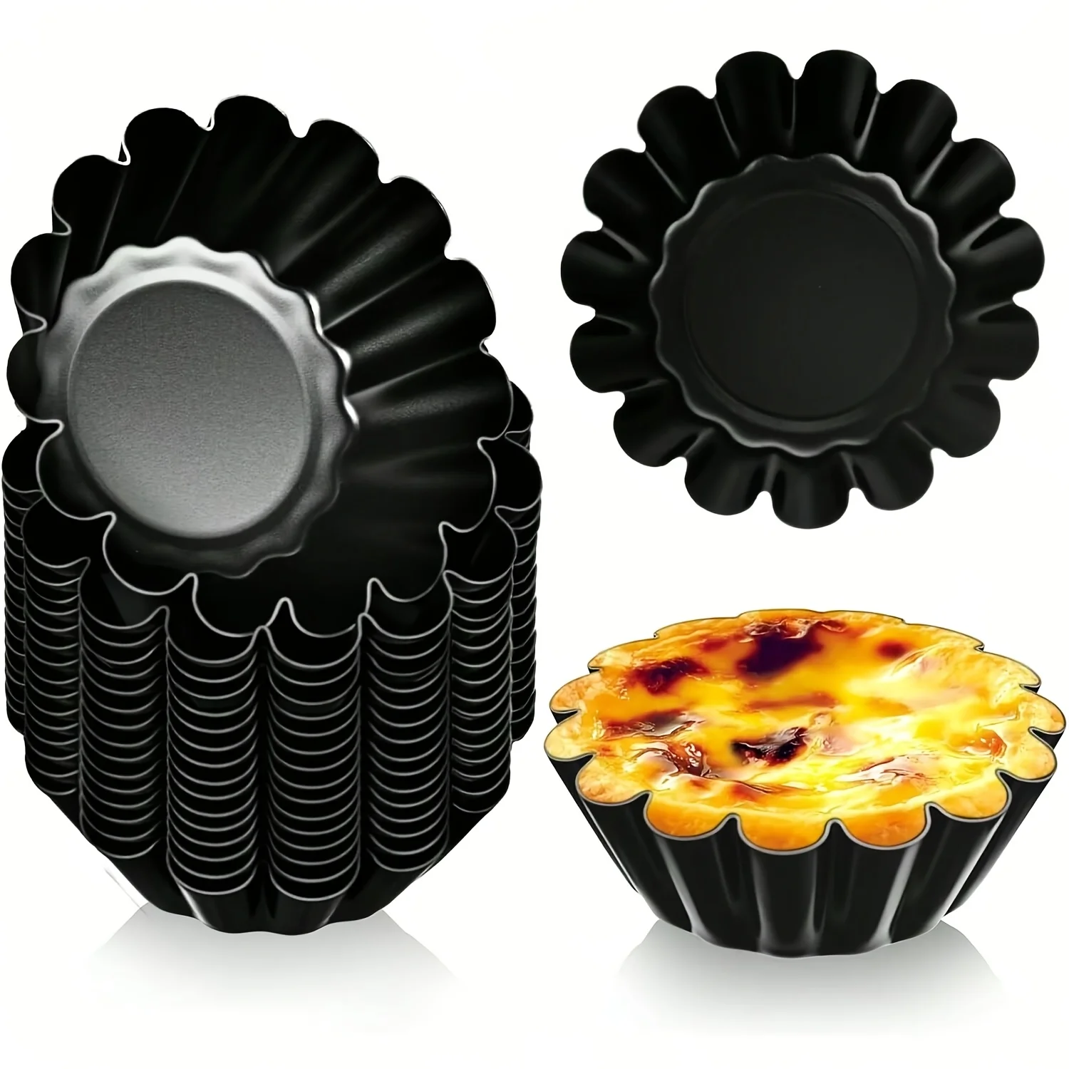 Juego de 6 Moldes para Pastel | Moldes para pasteles de acero al carbono antiadherentes para tartas de huevo, pasteles y bizcochos - Forma ovalada, acero inoxidable 304, molde para pasteles y pan