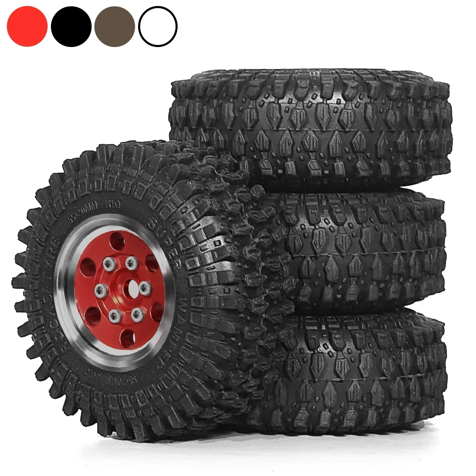 

4pcs 55mm 1.0" Metal Beadlock Wheel Tire Set For 1/18 1/24 RC Crawler Car TRX4M SCX24 AX24 FCX24 Upgrade Parts Accessories