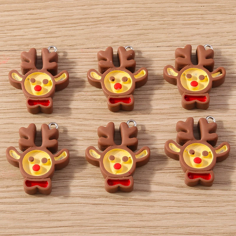 10pcs 23x30mm Cartoon Christmas Animal Deer Antler Charms Pendants for Jewelry Making Earrings Necklace DIY Crafts Accessories