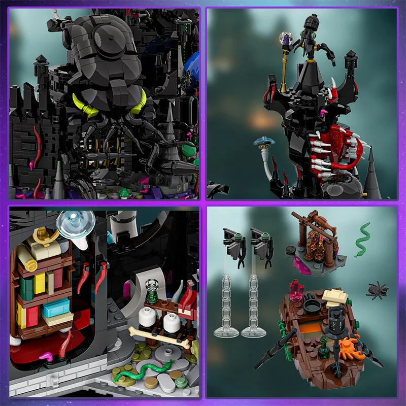 MOC エルドリッチ城ビルディングブロックセットモデルホラーモンスターハウスブラックアーキテクチャレンガ教育 DIY おもちゃ子供のギフト