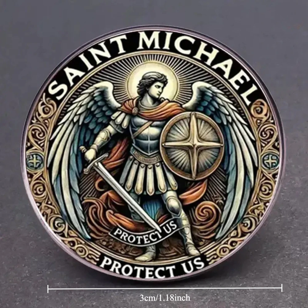 Saint Michael's Guardian Flat Dropping Glue Brooch Angel Guardian Men's Business Dress Pin Suits Coats Decorative Accessories