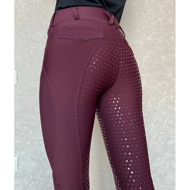 Pantalones ecuestres de silicona de asiento completo para mujer, medias antipilling para montar al aire libre, ropa ecuestre