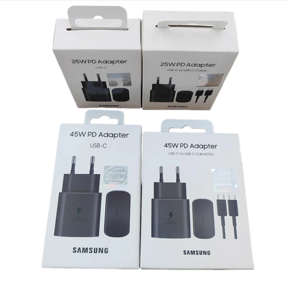 Cargador Samsung Original 25W/45W carga súper rápida adaptador de cargador de la UE para Galaxy S26 Ultra S25Edge Z Fold Flip 7 6 A57 A37 M17