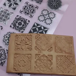 Baroque Morocco Square Mandala Lace Clay Stamp Designer DIY Pottery Polymer Clay Earring Jewelry Texture Emboss Mat Seal Art