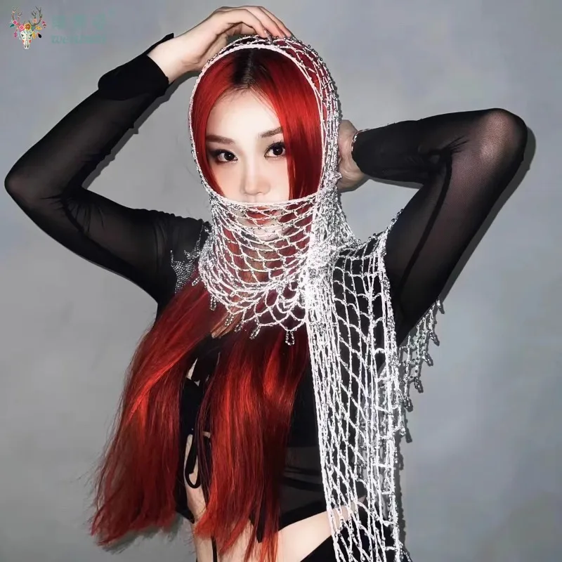 BellyDance Sciarpa per anca Sciarpa triangolare con rete da pesca con paillettes per donna Jazz Street Dance Cintura per pratica latina Accessori per la danza della ragazza