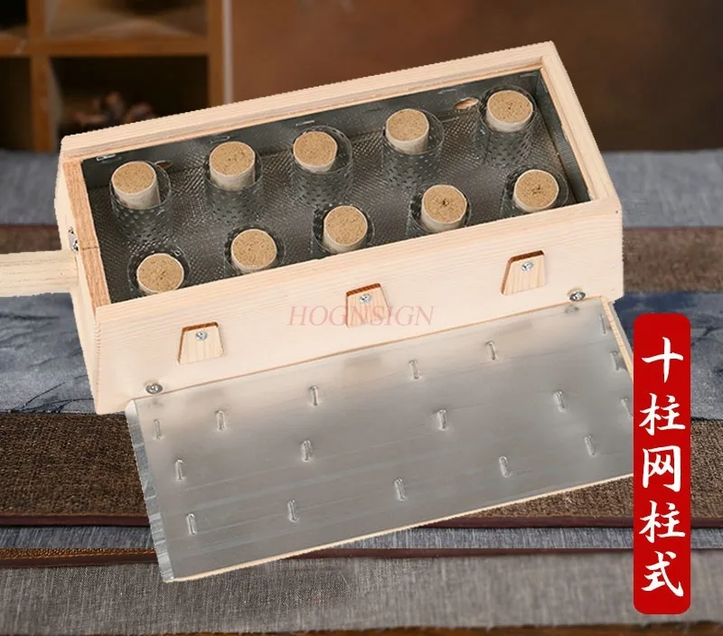 Solid wood 10-pillar moxibustion box wooden ten-hole moxibustion device back moxibustion waist waist and back warm moxibustion