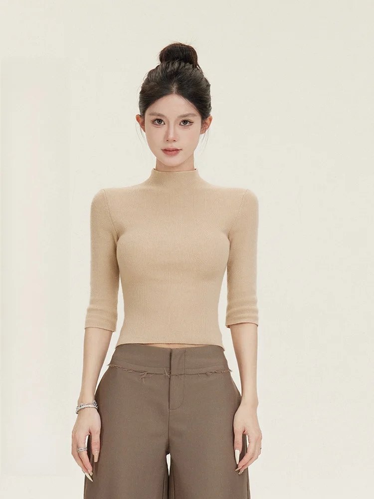 

Buleng Soft Cozy mid High Ne Knitted Sweater lectual Slimming mat Sle Women's Faion Winter 2024 China Made