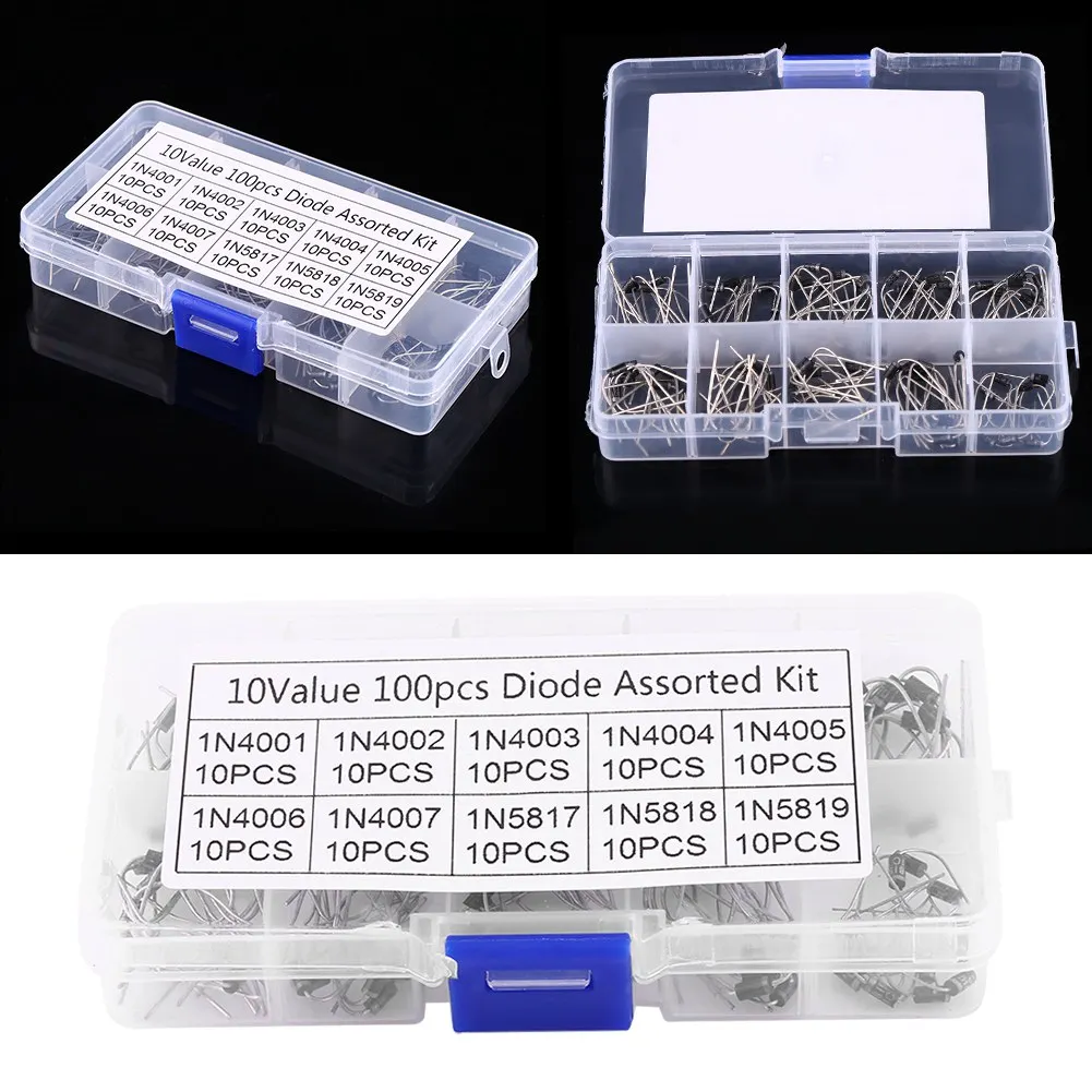 

10 Value Diodes 10Values Rectifier Diode Assortment Electronic Kit 1N4001~1N4007 1N5817~1N5819 With Box Electronic Diodes