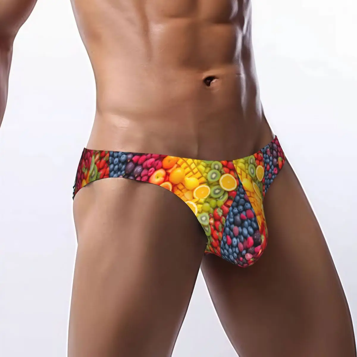 

Men's Sexy Briefs Breathable Bikini Fresh Fruit Rainbow Print Men Underpants Low Cut Man Underwear Panties