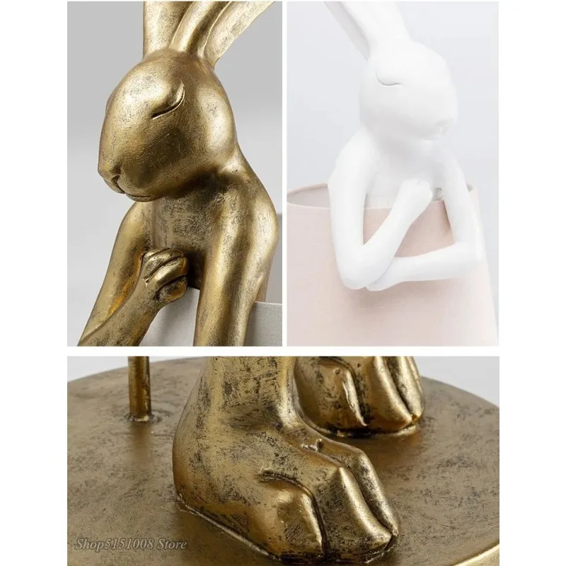 الشمال مصمم مصابيح طاولة الإبداعية الراتنج أرنب الرجعية غرفة المعيشة غرفة نوم دراسة مقهى الفن ديكور لمبة مكتب تركيبات السرير #6