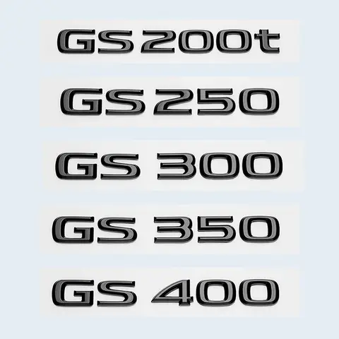 렉서스 GS200t GS250 GS300 GS350 GS430 GS460 GS450h 하이브리드 리어 트렁크 로고, 광택 블랙 ABS 엠블럼 개조 업그레이드 레터 렉서스 GS200t GS250 GS300 GS350 GS430 GS460 GS450h 하이브리드 리어 트렁크 로고, 광택 블랙 ABS 엠블럼 개조 업그레이드 레터