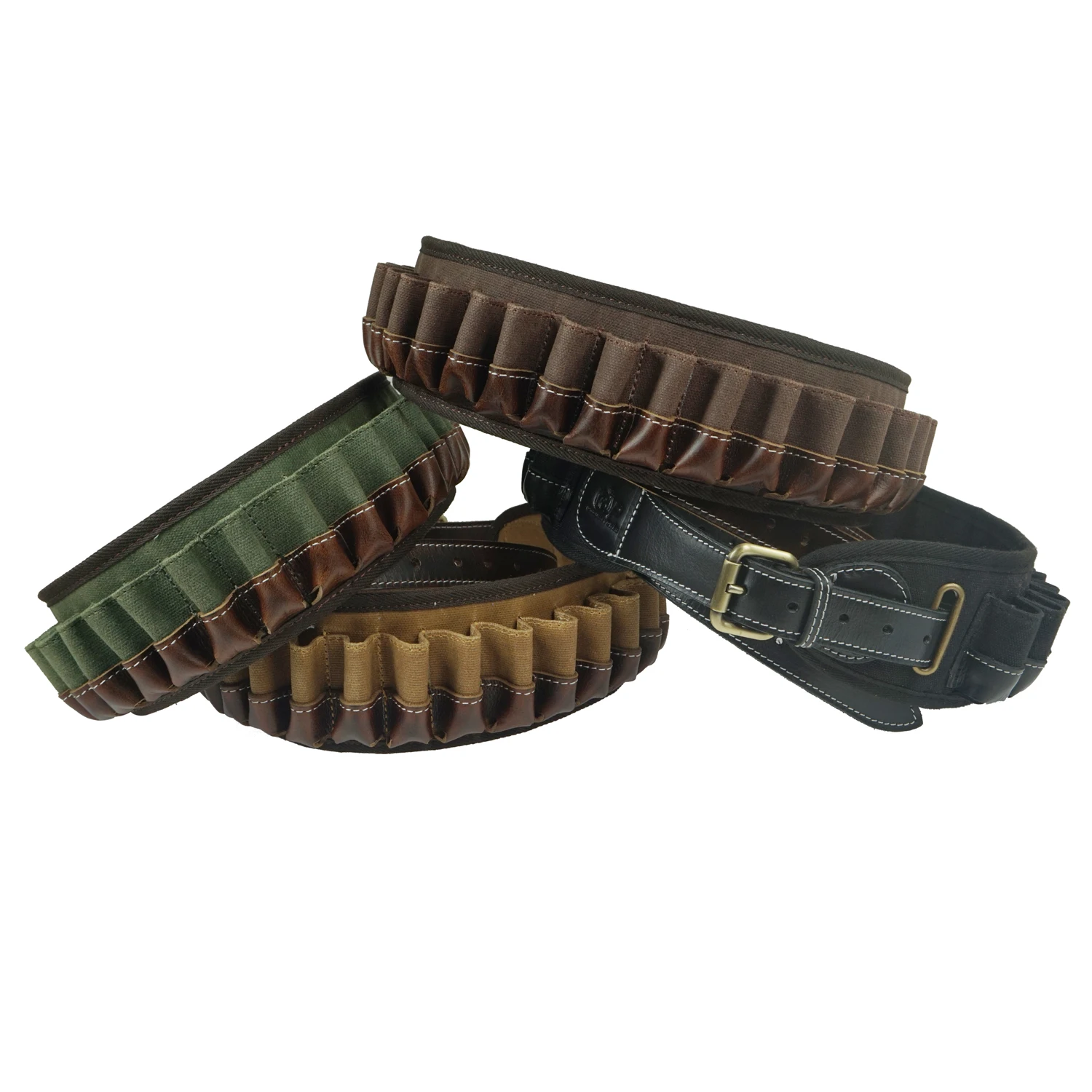 Hunting Handmade Shotgun Shell Cartridge Belt Holder Bandolier with Leather and Canvas for 25pcs 12GA Shotshell