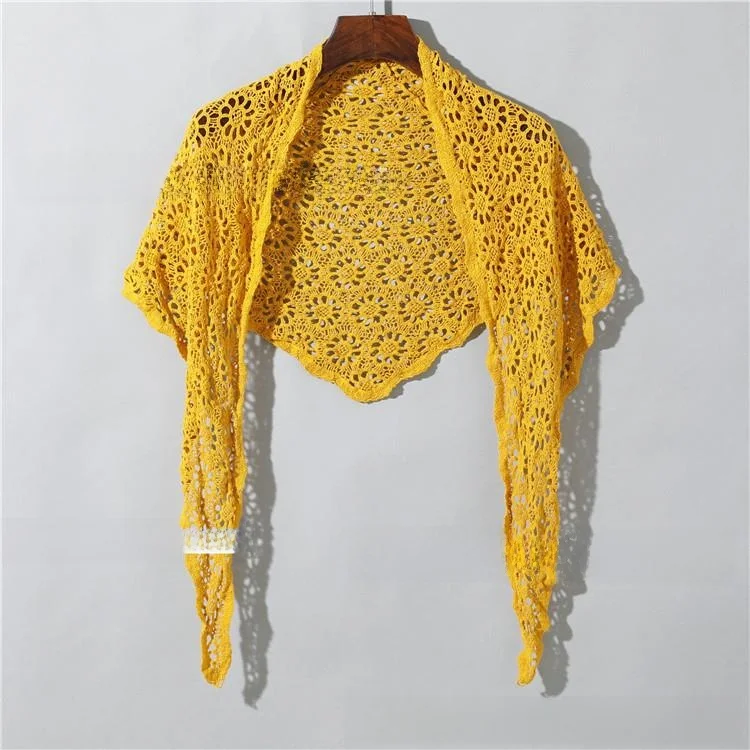 

Ранневесенний шарф с ажурным цветочным узором и крупными цветами, модный аксессуар для весны и лета