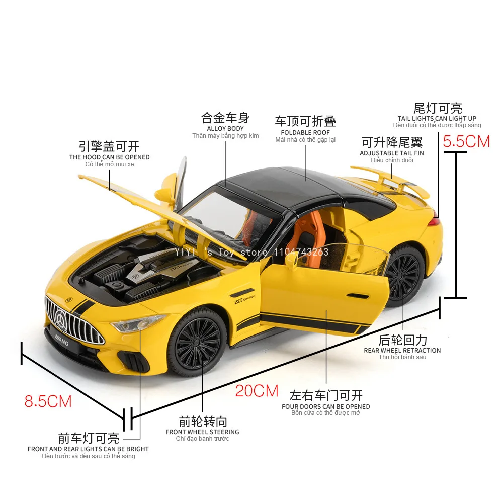 1:22 SL63 modelo de juguete súper coche luz sonido tirar hacia atrás puertas abiertas absorción de impacto coches deportivos modelos adornos regalos 20