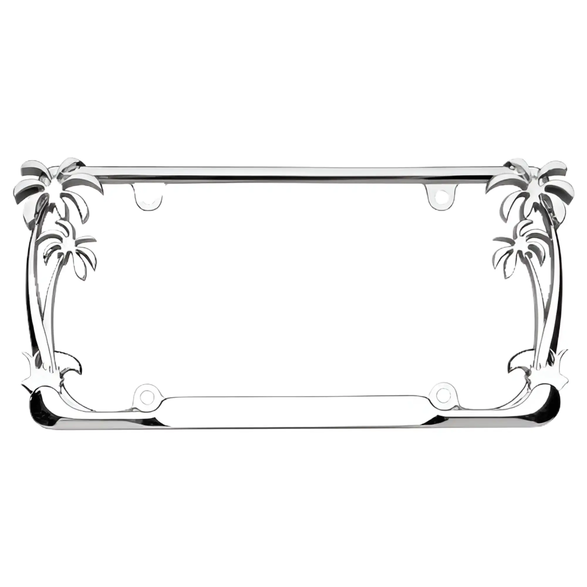 Palm Tree License Plate Frame - Chrome Plated Zinc Alloy, Tropical Car Accessories for Beach Goers & Summer Vibes, Easy Install.