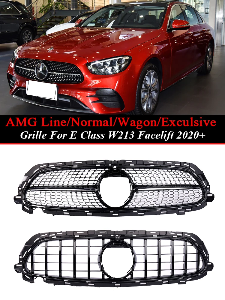 Front Bumper Panamericana GT Grille For Mercedes Benz E Class W213/S213 Facelift Silver Diamond Style Grill AMG Exclusive Wagon