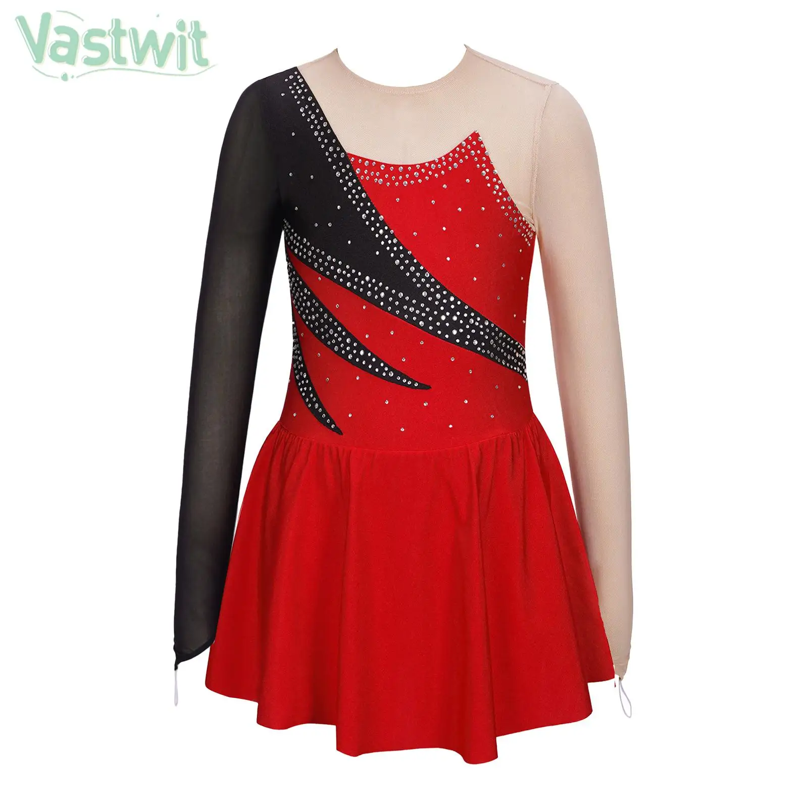 meninas-patinacao-artistica-vestido-de-danca-manga-longa-brilhante-strass-pura-malha-dancewear-ballet-ginastica-acrobacias-collant-tutu