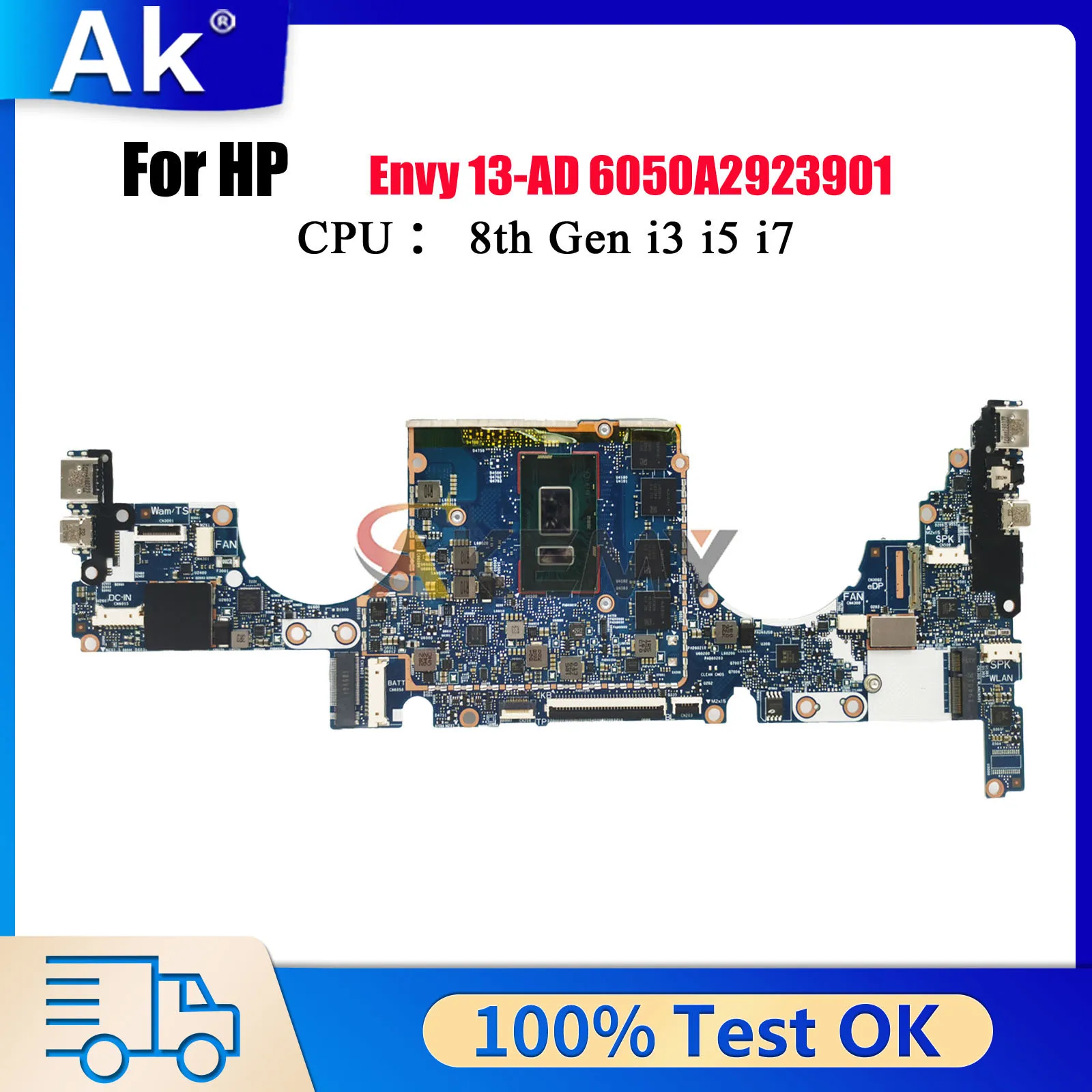 

6050A2923901 для ноутбука HP Envy 13-AD, материнская плата с процессором i5-8250U i7-8550U, 8 ГБ ОЗУ 939646-601 939648-601, 100% полностью протестировано